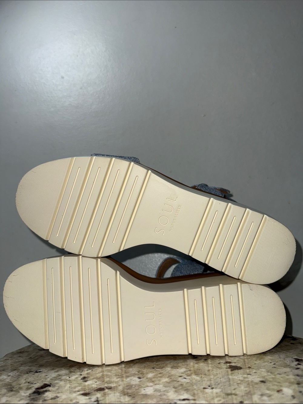 SOUL Naturalizer Graciela Wedge Heel Sandal Light Blue Denim Platform Sz 9 - Picture 12 of 14
